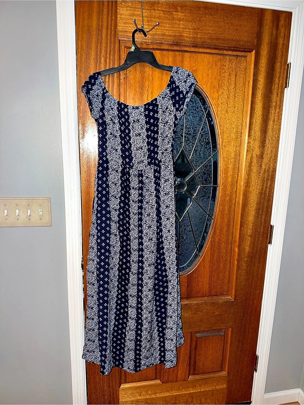 Navy Blue & White Paisley Print Sleeveless Maxi Dress with shorts– Flowy Boho st
